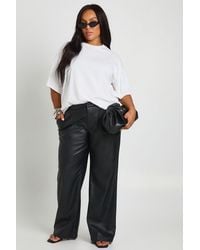 Boohoo - Plus Faux Leather Pleated Wide Leg Trouser - Lyst
