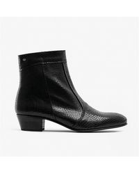 Club Cubano - Emmanuel Snakeprint Leather Cuban Heel Boots - Lyst