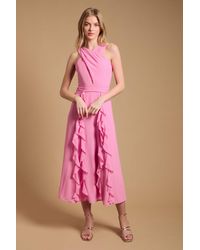 Oasis - Halter Neck Ruffle Maxi Dress - Lyst