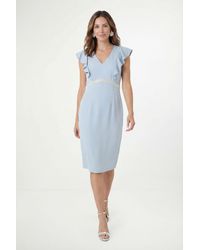 Wallis - Petite Crepe Embellsihed Pencil Dress - Lyst