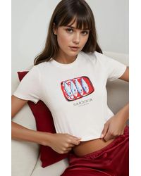 Hiccup - Printed Regular Fit Crew Neck 100% Cotton Crop T-Shirt - Lyst