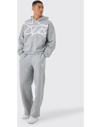 BoohooMAN - Oversized Boxy M Star Printed Zip Through Hooded Tracksuit - Lyst
