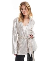 ASOS - Sequin Tie Waist Blazer - Lyst