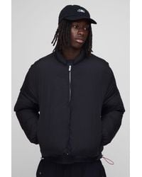 BoohooMAN - Boxy Fit Mono Padded Bomber Neck Puffer Jacket - Lyst