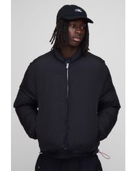 BoohooMAN - Boxy Fit Mono Padded Bomber Neck Puffer Jacket - Lyst