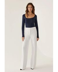 Hiccup - Slim Fit Long Sleeve Square Collar Blouse - Lyst