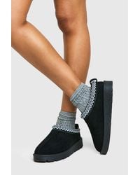 Boohoo - Embroidered Cosy Mules - Lyst