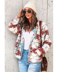 Azura Exchange - Western Aztec Fleece Jacket With Buttoned Zipper Pockets - Lyst