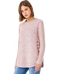 Roman - Button Detail Curved Hem Jumper - Lyst