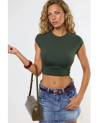 Busem - Rundhals Unifarben Cropped T-Shirt - Lyst