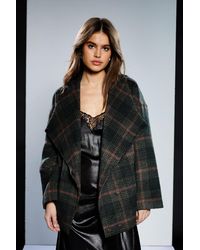 Runway - 1.8.1.8 Check Wrap Front Grown Collar Coat - Lyst