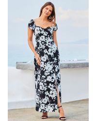 Sosandar - Floral Print Split Detail Maxi Dress - Lyst
