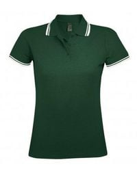 Sol's - Ladies Pasadena Tipped Short Sleeve Pique Polo Shirt (Forest/ - Lyst