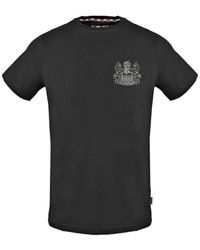 Aquascutum - Stitched Aldis Logo Black T-shirt Cotton - Lyst