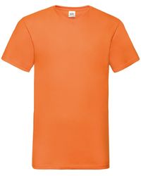 Fruit Of The Loom - Valuegewicht V-hals, T-shirt Met Korte Mouwen. (oranje) - Lyst
