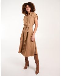 Blue Vanilla - Button Front Midi Utility Shirt Dress - Lyst