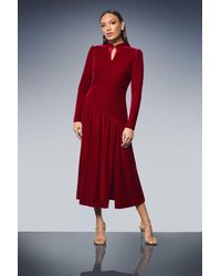 PRINCIPLES - High Neck Twist Keyhole Detail Velvet Midaxi Dress - Lyst