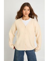 Boohoo - Oversized Chunky Rib Knit Boyfriend Cardigan - Lyst