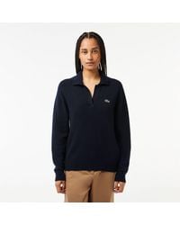 Lacoste - Crocodile Logo Collared Neck Long Sleeve Sweater - Lyst