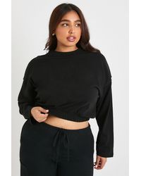 Boohoo - Plus Elasticated Waist Boxy Long Sleeve T-Shirt - Lyst