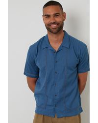 Threadbare - Linen Blend Lace Trim Relaxed Fit Shirt - Lyst