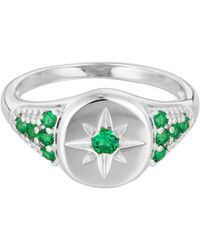 SEOL + GOLD - Sterling Emerald Star Signet Ring - Lyst