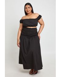 Boohoo - Plus Cotton Poplin Bardot Top & Skirt Co Ord - Lyst
