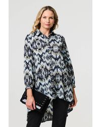 Izabel London - Aztec Print High Low Long Sleeve Shirt - Lyst