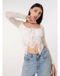 Pink Vanilla - Long Sleeve Lace Butterfly Top - Lyst