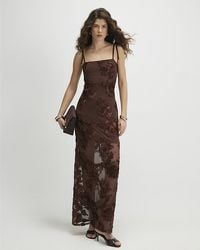 River Island - Maxi Dress Sleeveless Cornelli Square Neck - Lyst
