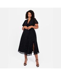 Lovedrobe - V-Neck Short Sleeve Midi A-Line Dress - Lyst