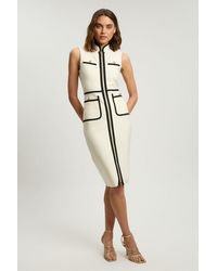 Karen Millen - Figure Form Bandage Knit Piping Detail Military Sleeveless Midi Dress - Lyst