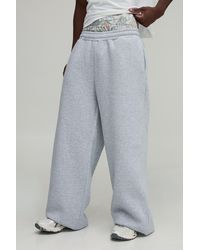 BoohooMAN - Tall Wide Leg Abstract Printed Double Waistband Joggers - Lyst
