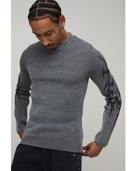 BoohooMAN - Muscle Fit Ribbed Gothic Knitted Jumper - Lyst