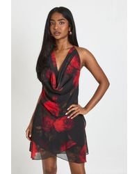 Boohoo - Chiffon Halterneck Layered Hem Mini Dress - Lyst