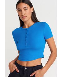 Dilvin - Slim Fit Cropped Blouse Met Knopen - Lyst