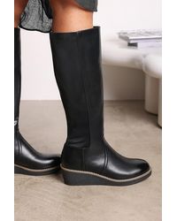 Where's That From - Wheres 'Livia' Knee High Wedge Boot With Stitch Detail - Lyst