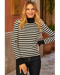 Sosandar - Stripe Print Roll Neck Zip Detail Jumper - Lyst