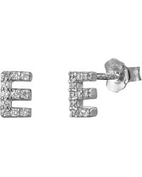 The Jewellery Stockroom - Sterling Cubic Zirconia Initial Stud Earrings - Lyst