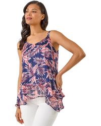 Roman - Metallic Leaf Layered Cami Top - Lyst