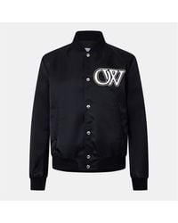 Off-White c/o Virgil Abloh - Off Solid Patterned Snap Button Ribbed Cuff Bomber Jacket - Lyst