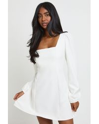 Boohoo - Volume Sleeve Fit & Flare Mini Dress - Lyst