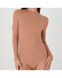 Brave Soul - High Neck Bodysuit With Long Sleeves - Lyst