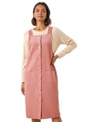 Roman - Corduroy Pinafore Midi Dress - Lyst