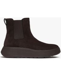 Fitflop - F-Mode Stitch Warm Suede Ladies Chelsea Boots Chocolate Leather - Lyst