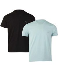 Armani - 2 Pack Lounge T-shirts In Zwartblauw - Lyst