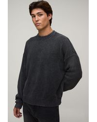 BoohooMAN - Relaxed Acid Washed Rib Knitted Jumper - Lyst