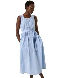 Roman - Pinstripe Belted Midi Dress - Lyst