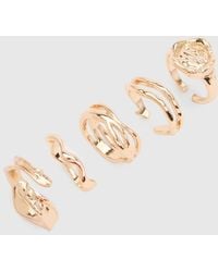 Boohoo - Hammered Statement Rings 5 Pack - Lyst