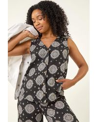 Roman - Petite Abstract Print Button Blouse - Lyst